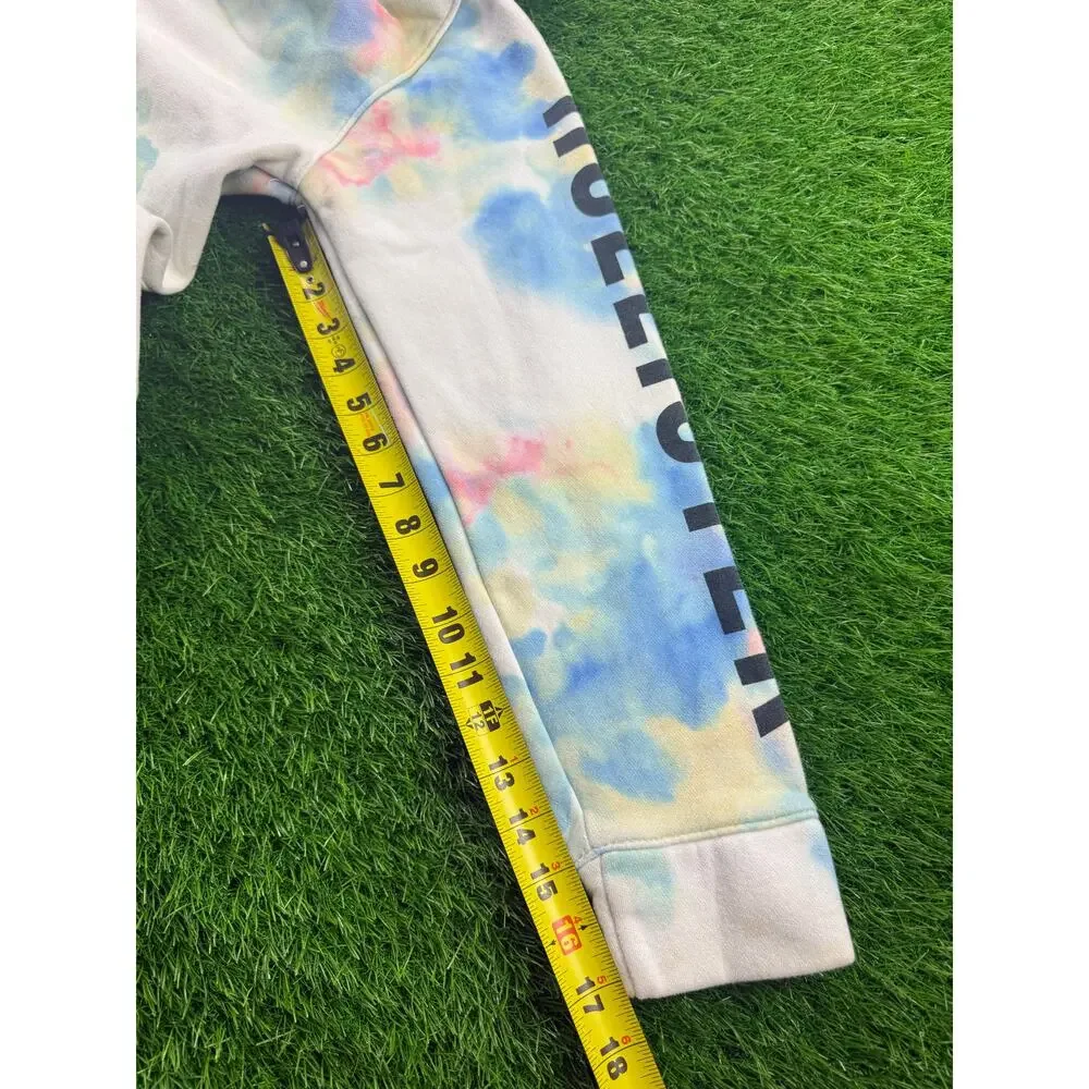 Hollister Tie Dye Winter Hoodie Unisex S Blue Pink Yellow Pullover Seagull Logo